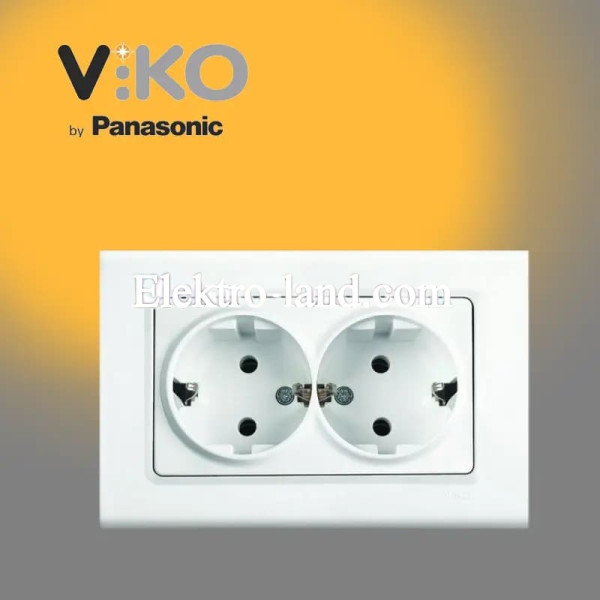 Розетка двойная с заземлением белая VIKO LINNERA 